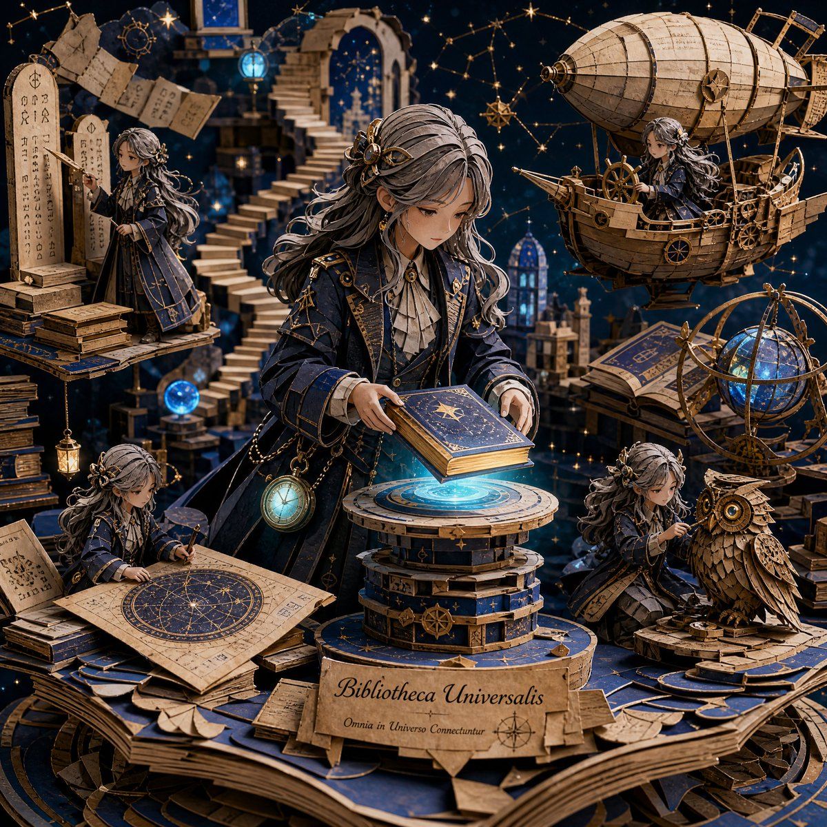 3D 纸艺宇宙图书馆立体模型
