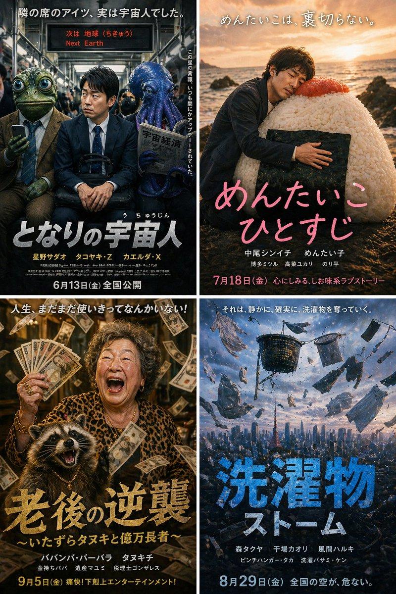4 格漫画风电影海报网格