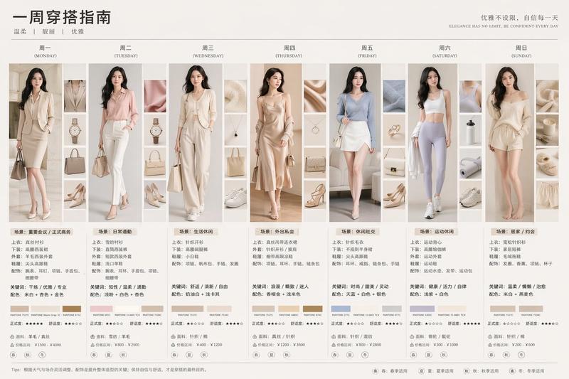 7 天时尚穿搭指南信息图