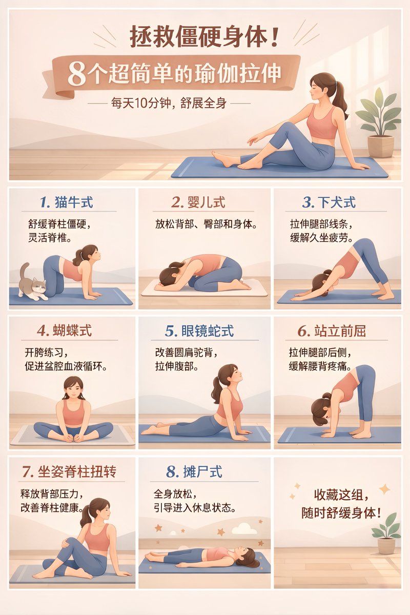9 宫格瑜伽信息图海报