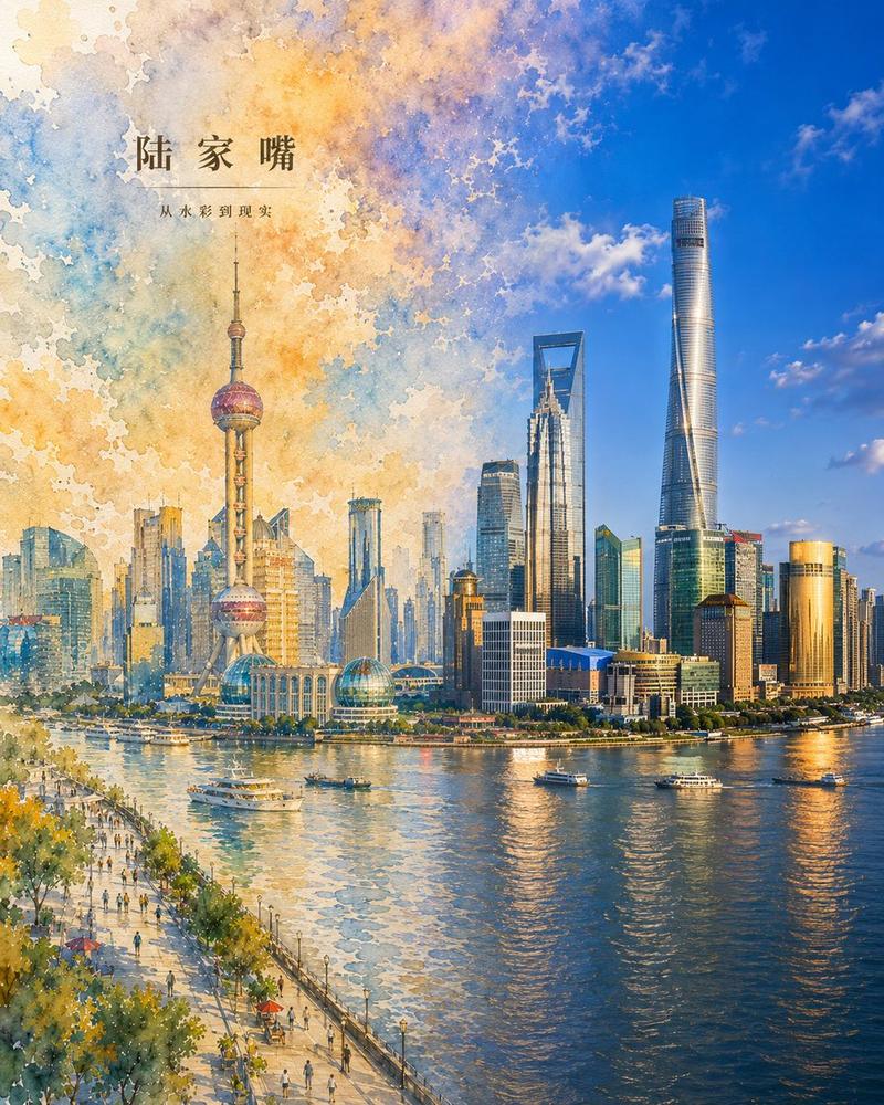 《虚实交融城市画报》提示词: 请生成一张「虚实交融 · 城市印象」风格的竖版城市海报,主题为【城市