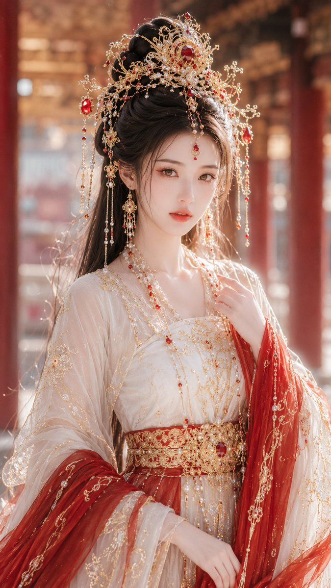 古风红金肖像