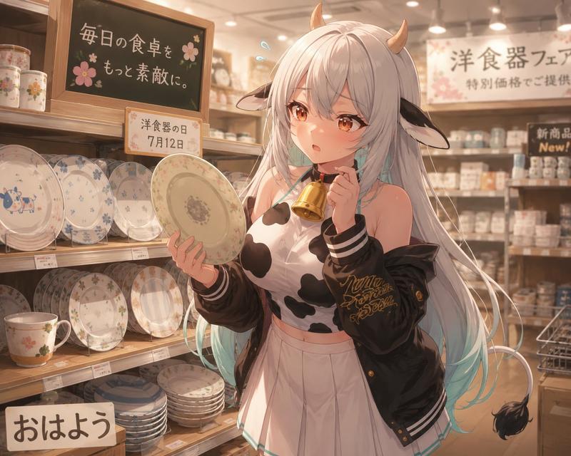 餐具店里的奶牛少女