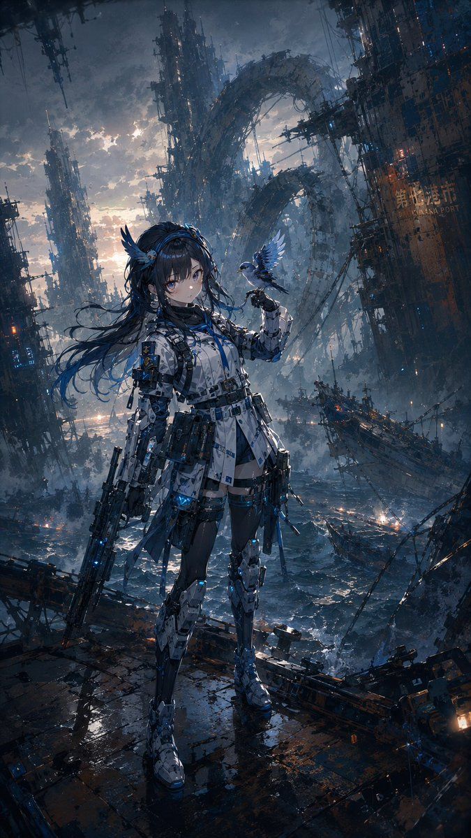废弃港口的赛博少女