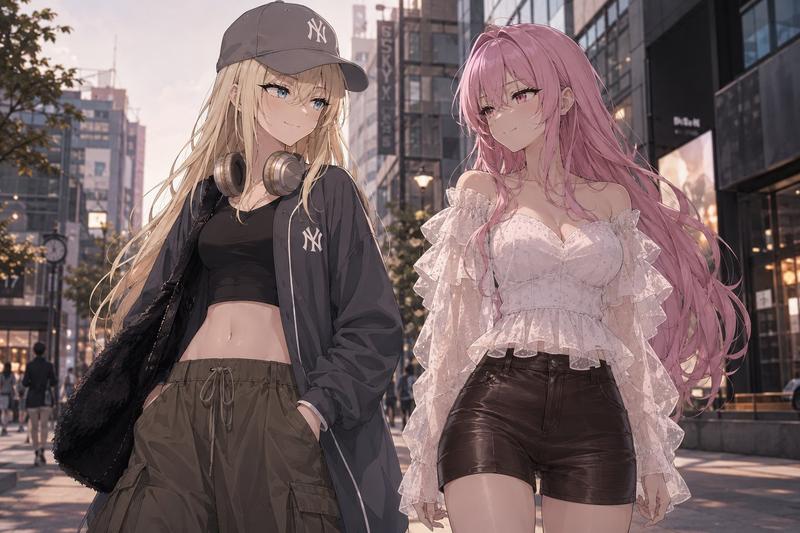 城市街头的动漫时尚少女