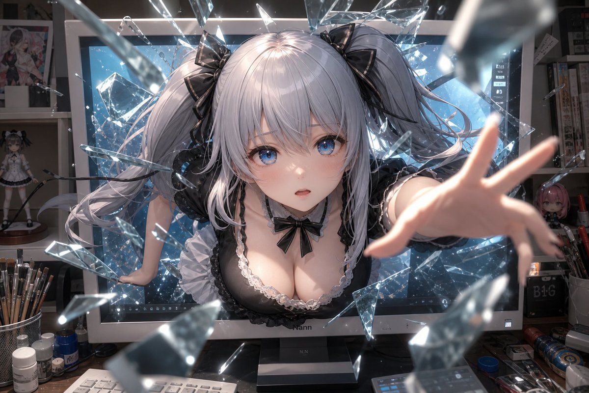动漫少女破屏而出