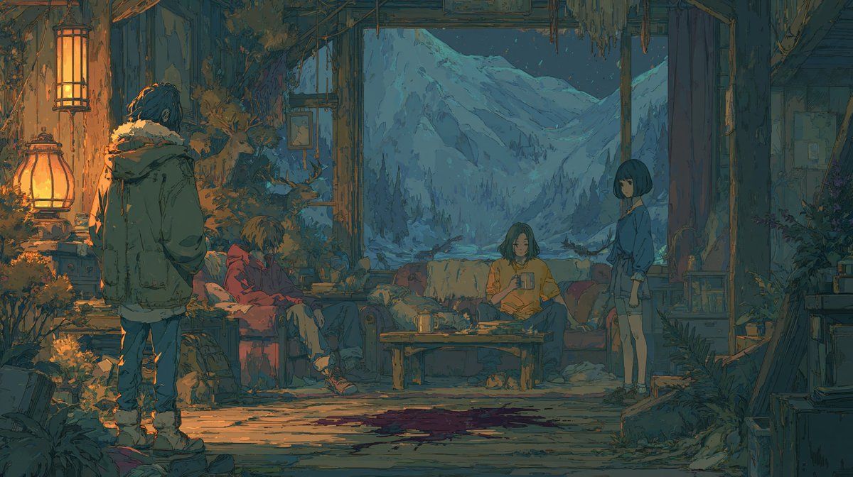 神秘山间小屋动漫场景
