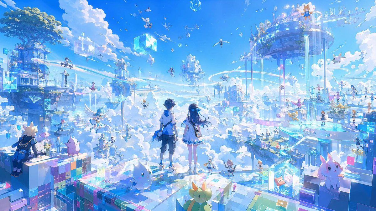 动漫风天空之城奇幻场景