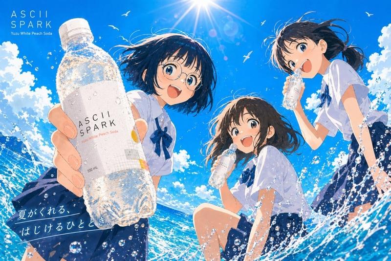 动漫风格夏季汽水广告海报