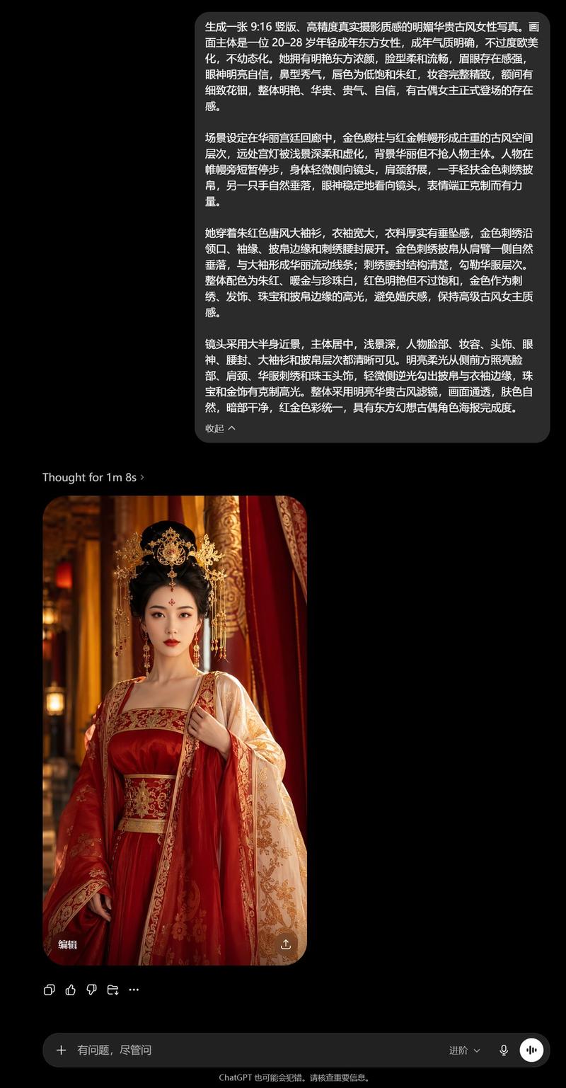 ChatGPT 古风宫廷肖像截图