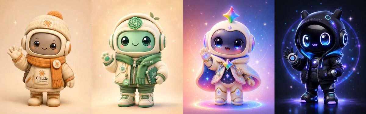 四个 Q 版 AI 吉祥物机器人