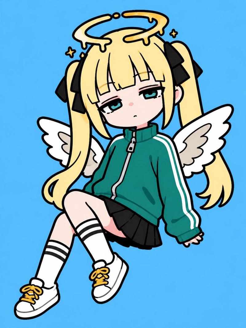 困倦的 Q 版天使女孩