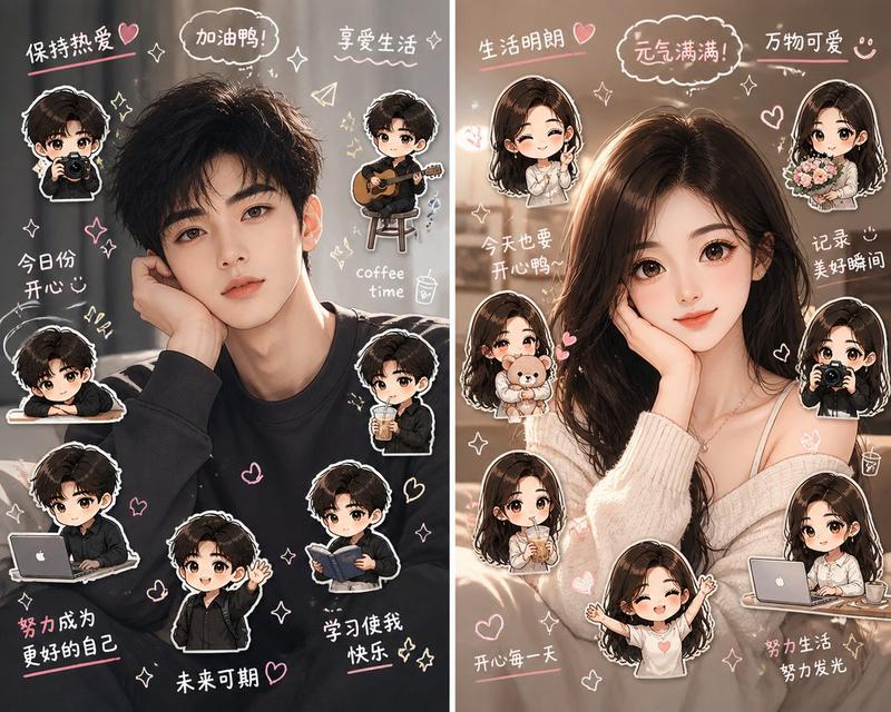 Split-Screen Chibi Selfie Scrapbook