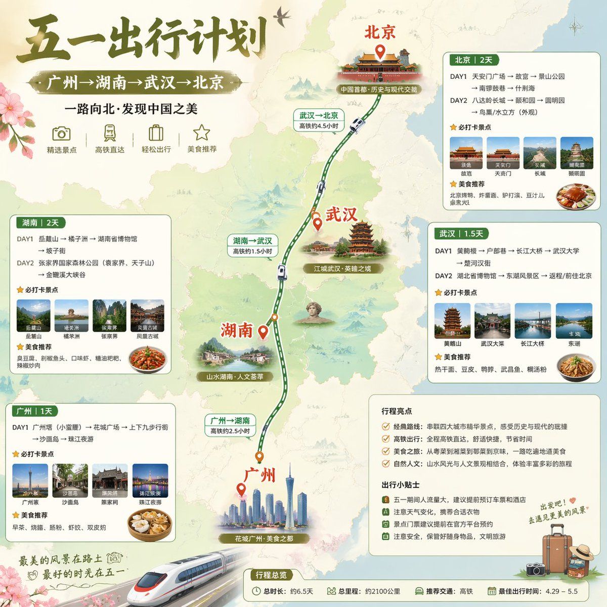 中国五一铁路旅行信息图