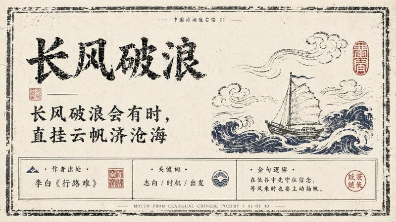 复古中国诗词座右铭海报