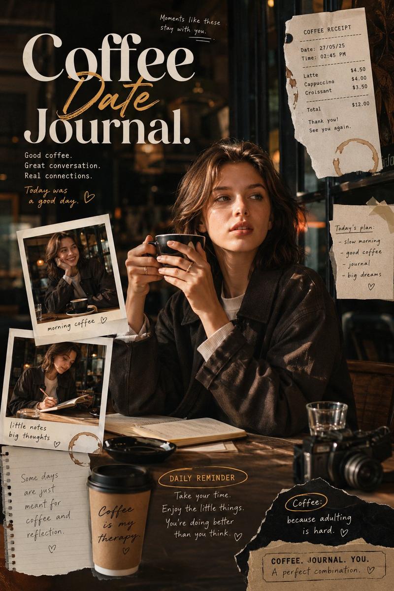 Coffee Date Journal 编辑风格海报