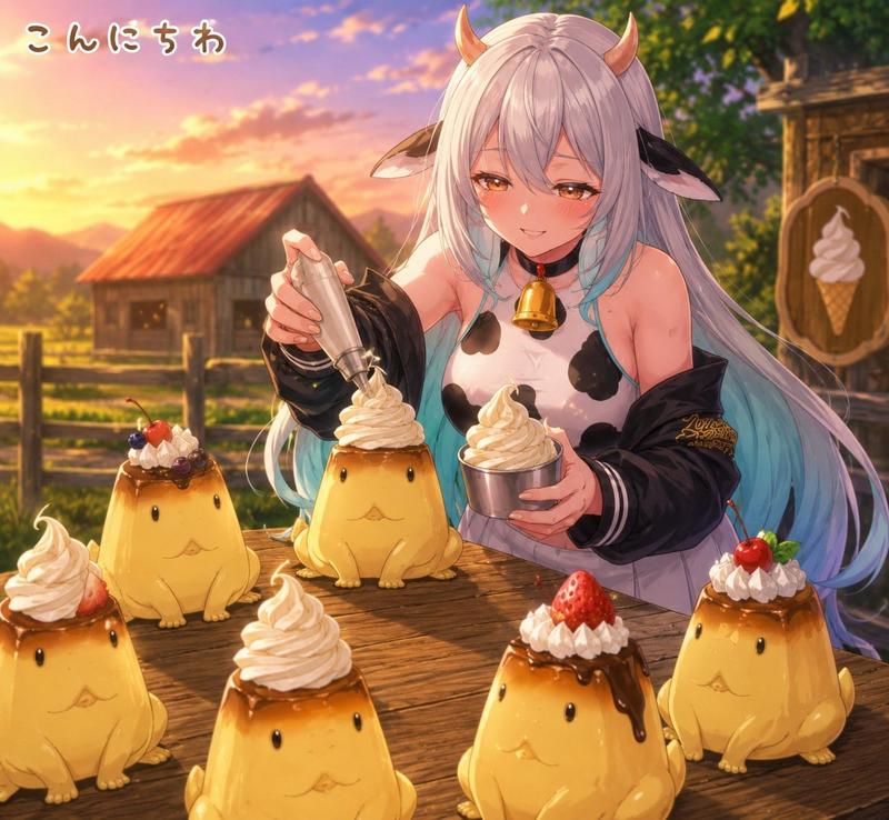 奶牛少女布丁甜点摊