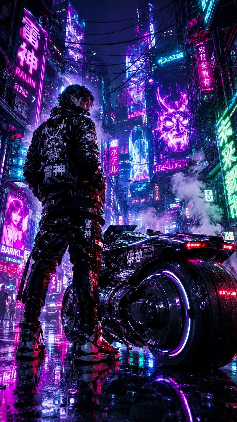 赛博朋克霓虹街头赛车手