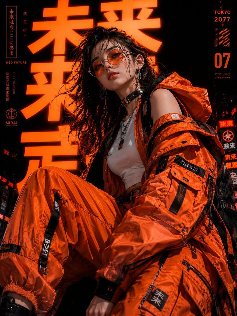 赛博朋克东京时尚肖像