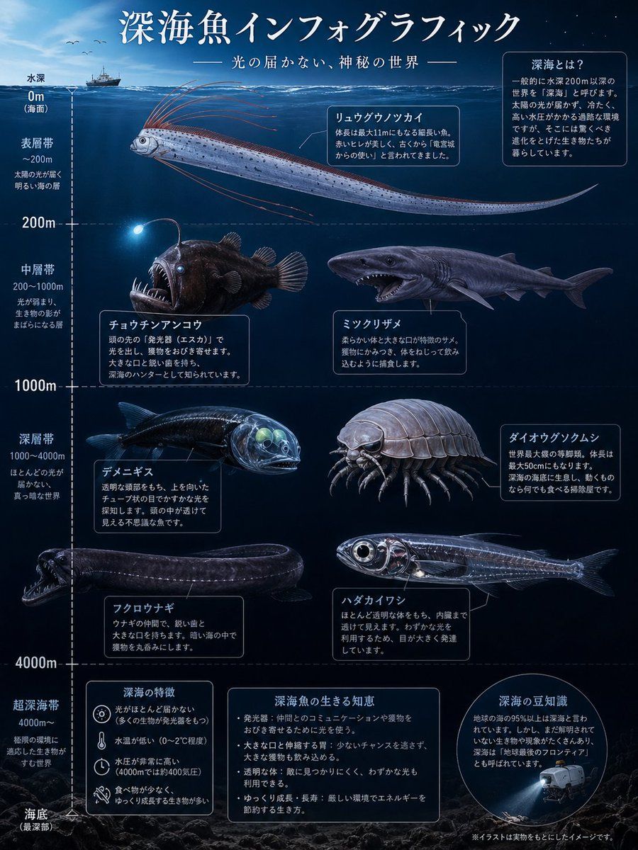 深海鱼科普信息图海报