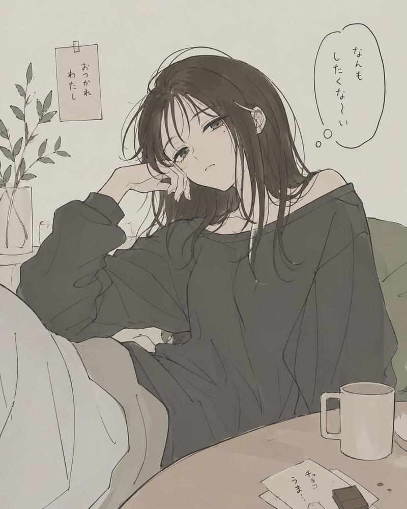 安静房间里疲惫的女孩