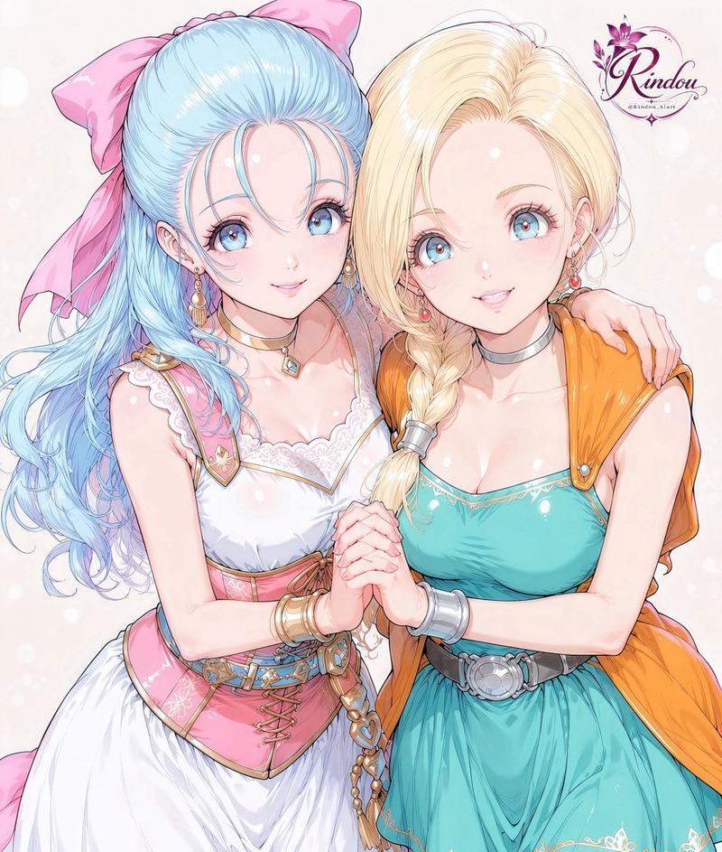 两位奇幻动漫女主角肖像