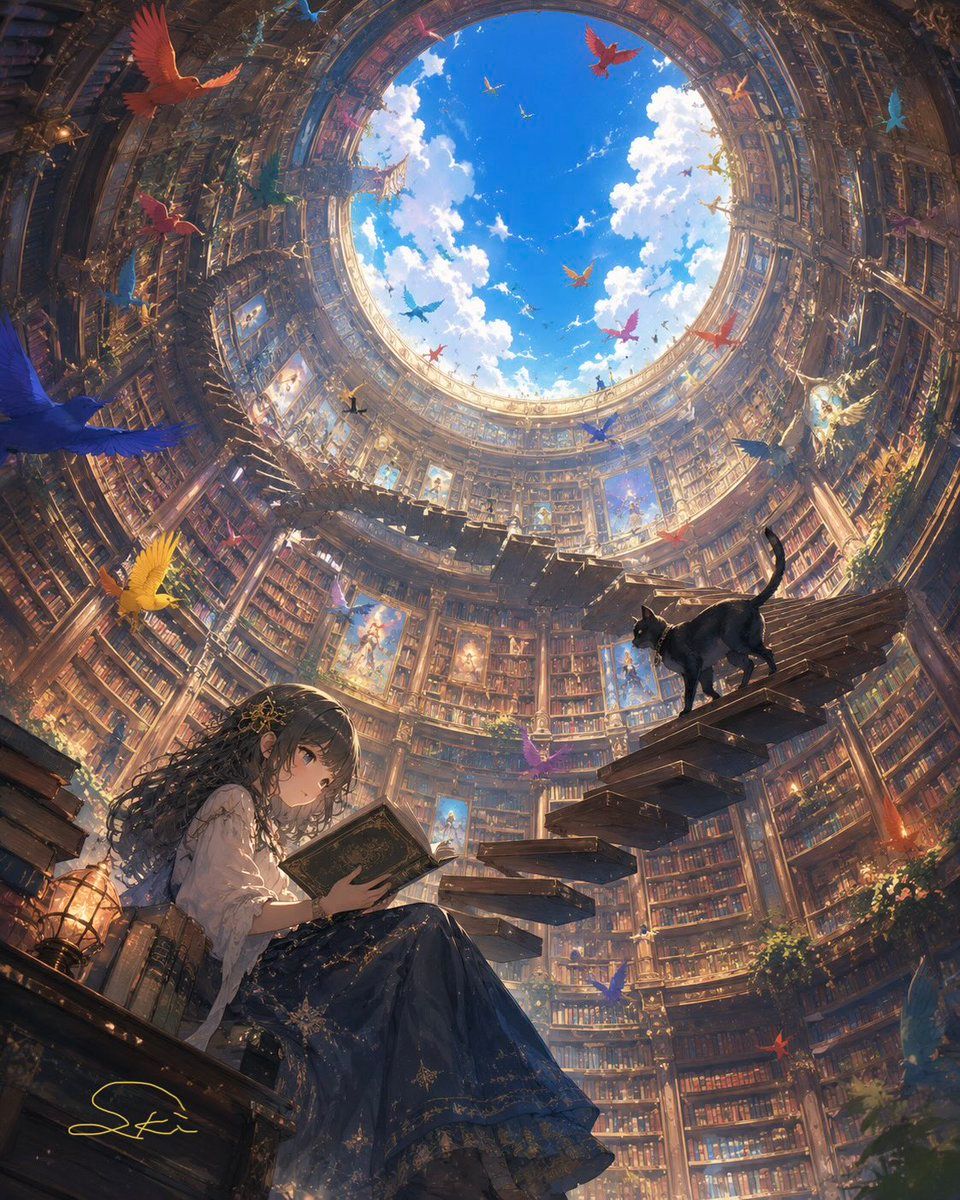 圆柱形奇幻图书馆