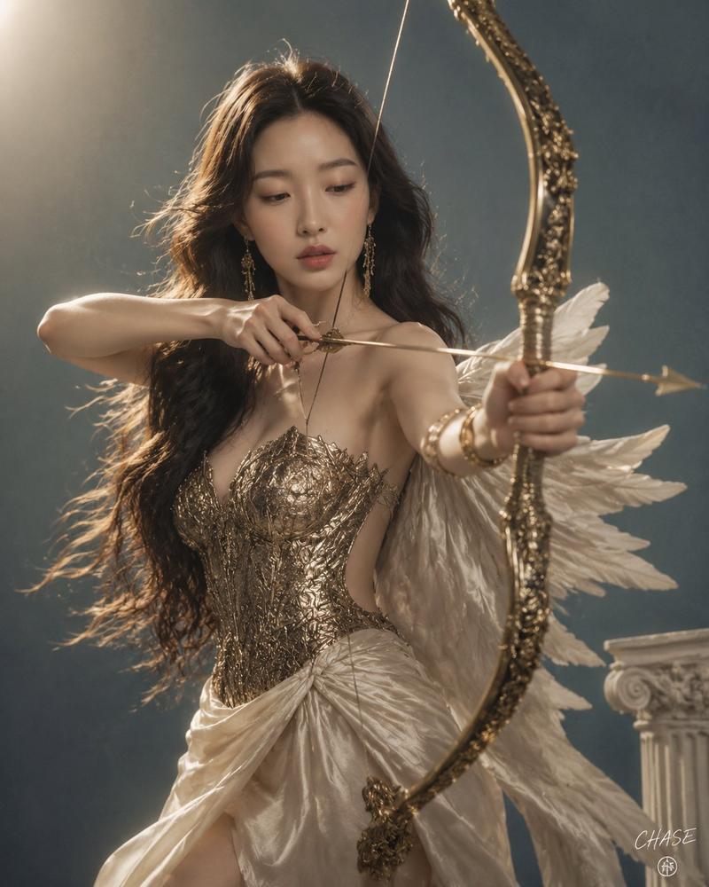 黄金射手女神摄影棚肖像