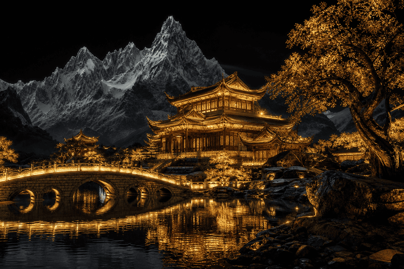 夜色下的金庙湖