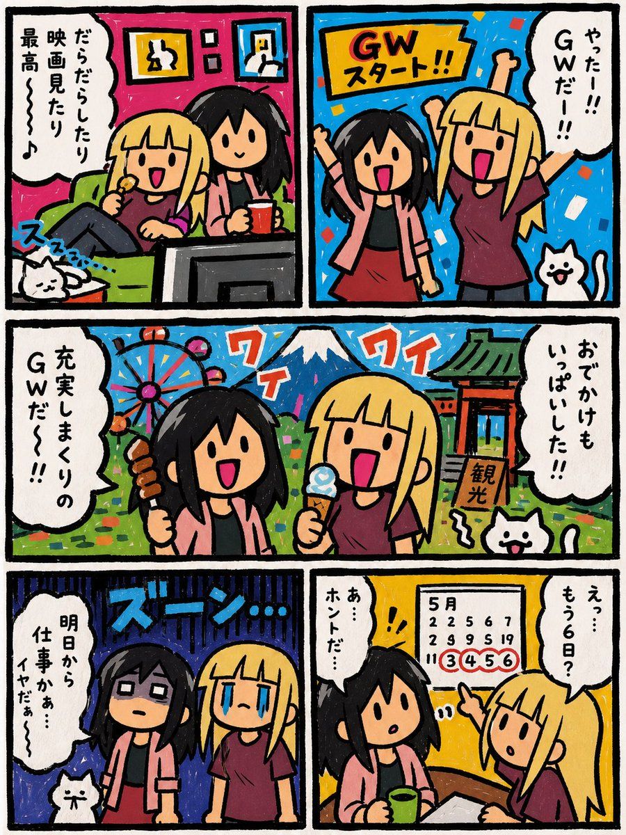 黄金周六格漫画