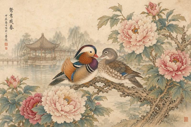 传统工笔重彩花鸟画