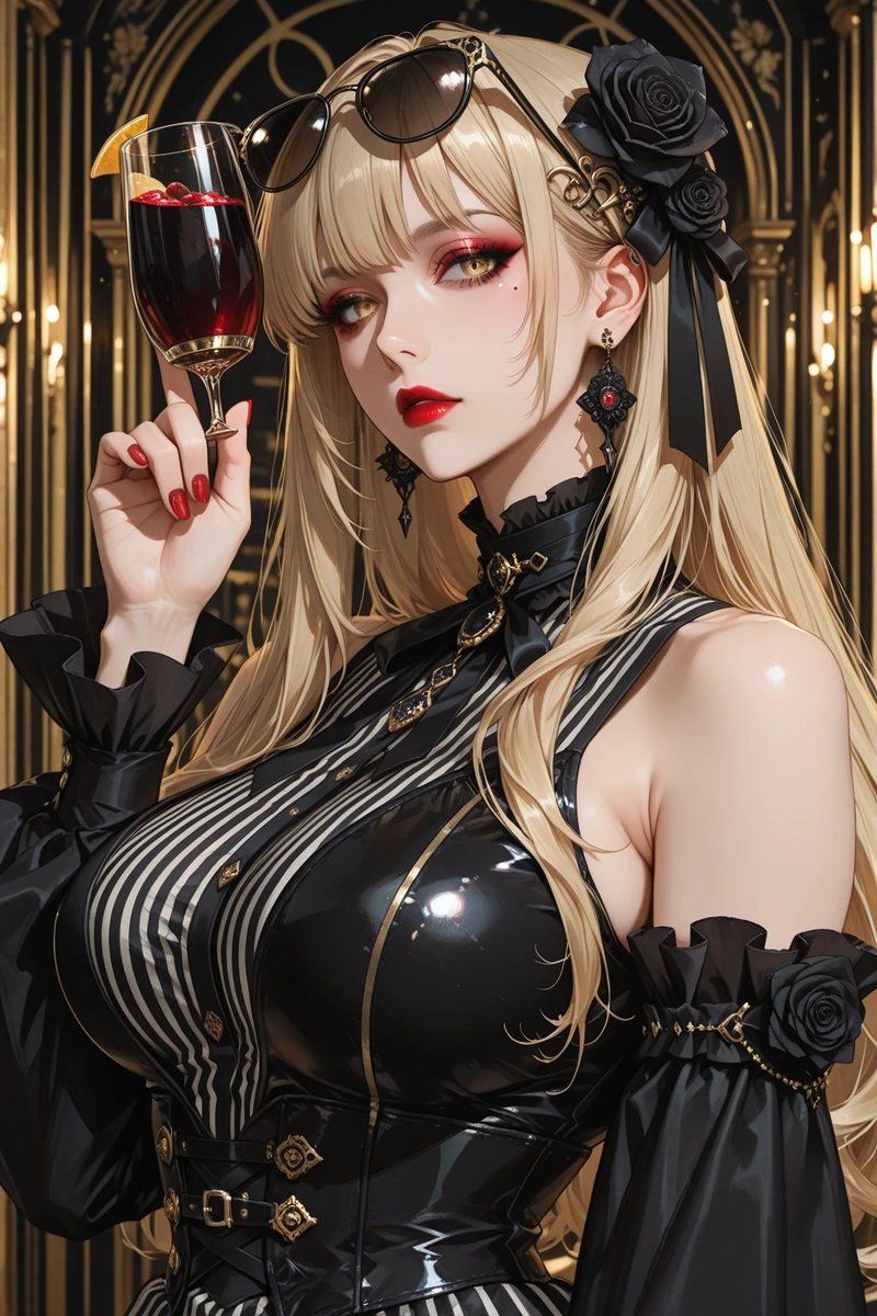 Gothic Blonde Wine Portrait