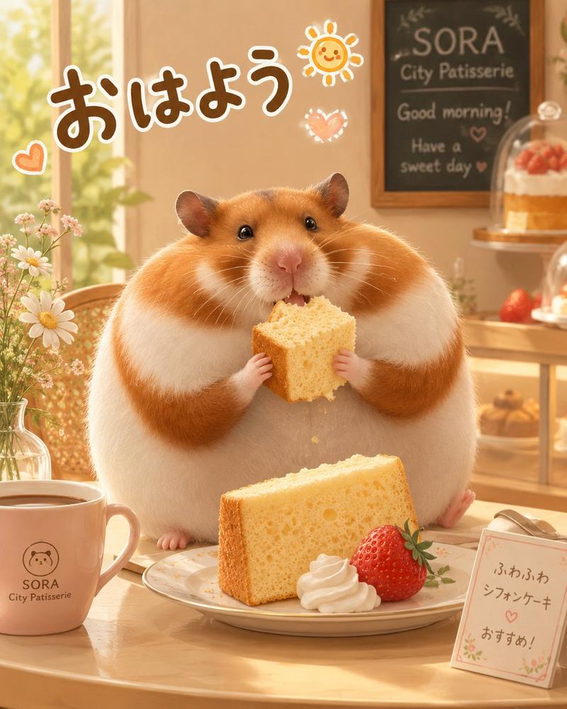 清晨仓鼠咖啡馆插画