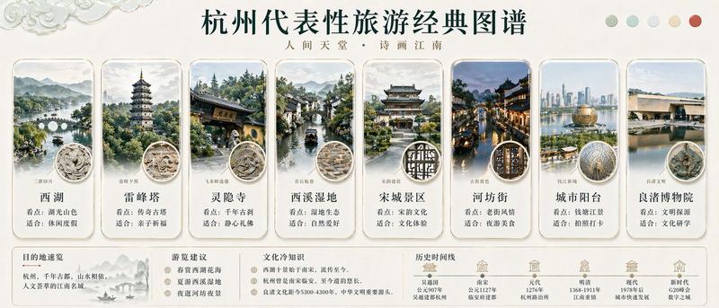 杭州旅游信息图海报