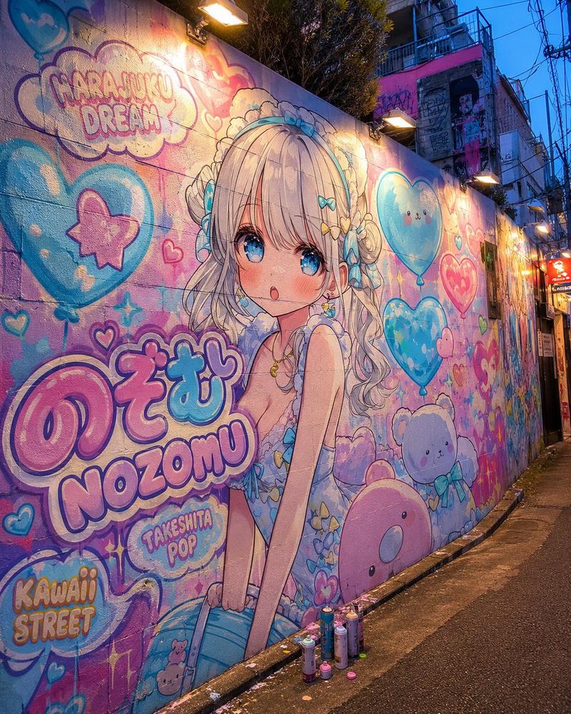 原宿 Kawaii 涂鸦壁画