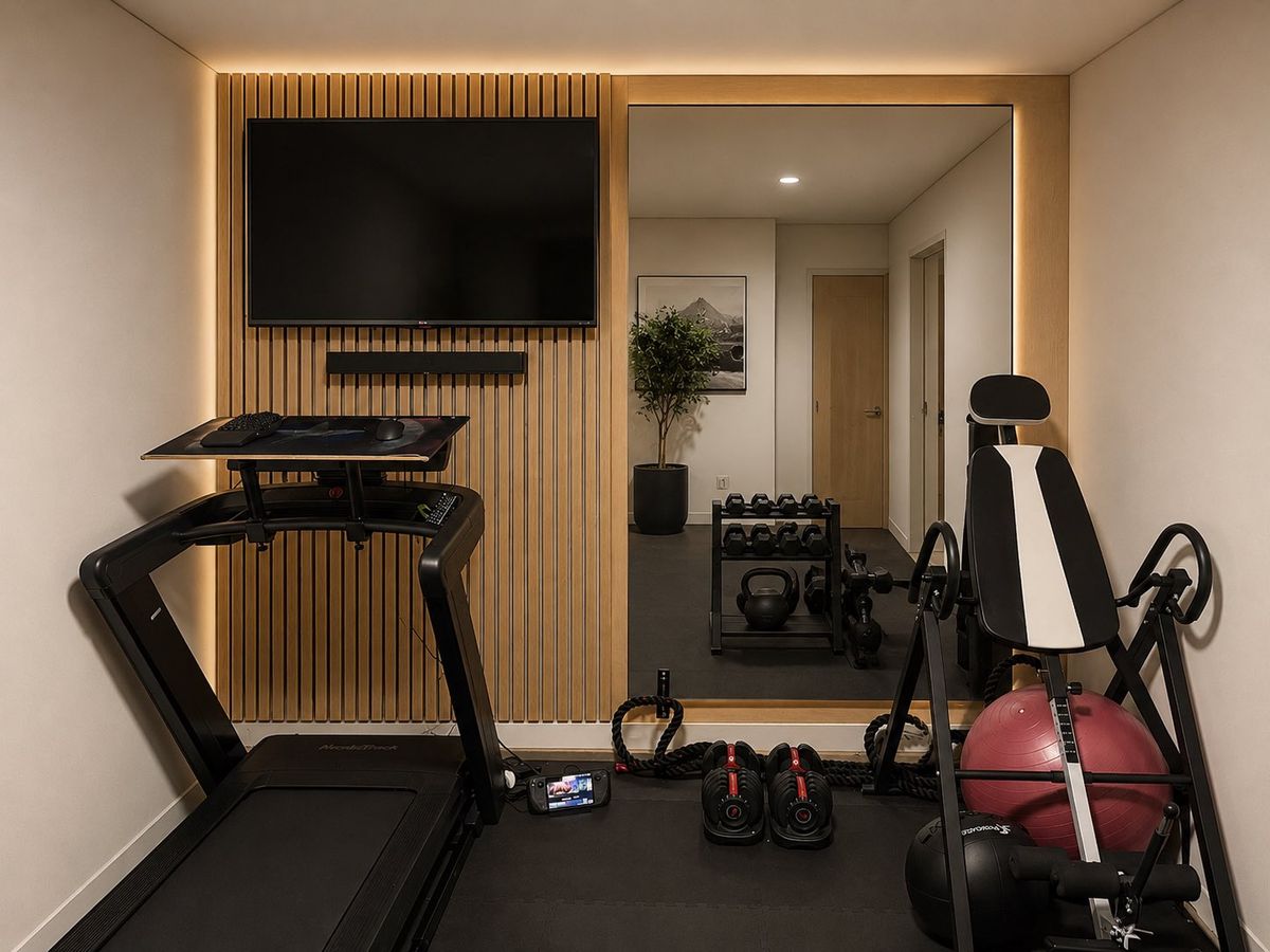现代家庭健身房墙面改造
