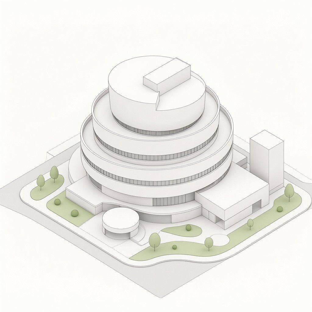 等轴测圆形博物馆建筑