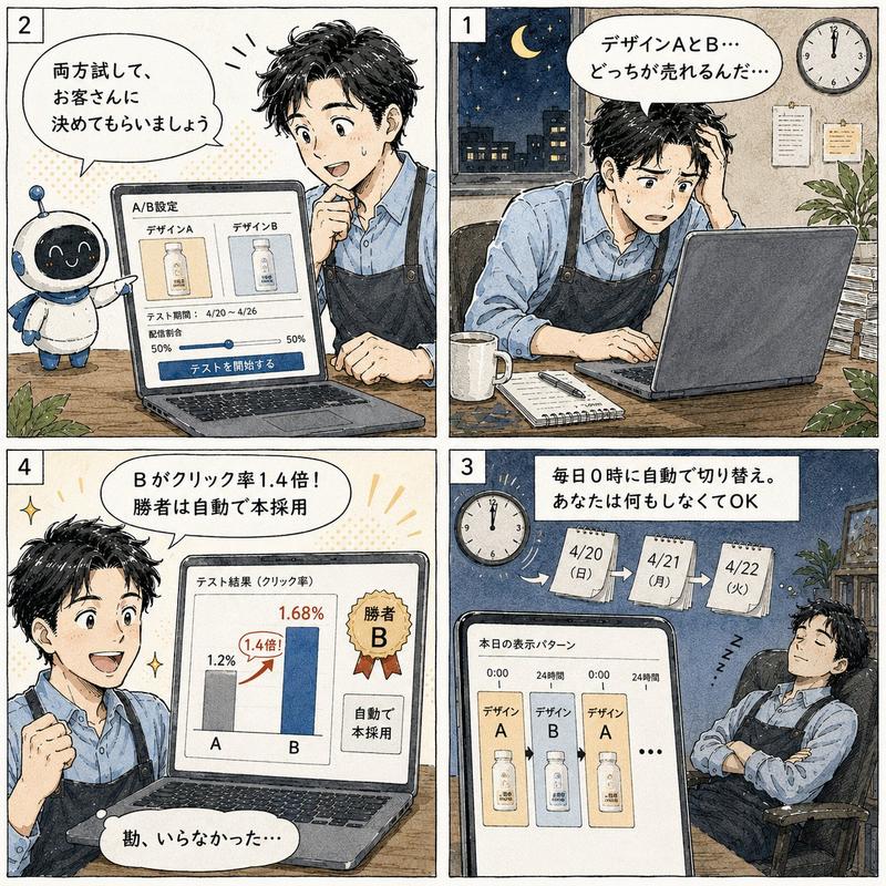 日式漫画 A/B 测试四格漫画