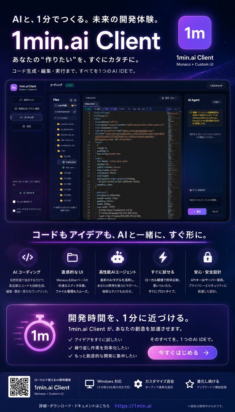 霓虹风格日语 AI IDE 落地页海报