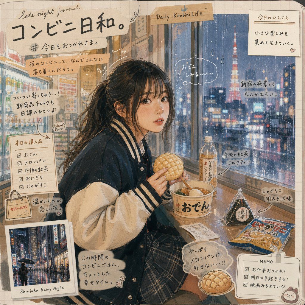 日式便利店手账插画