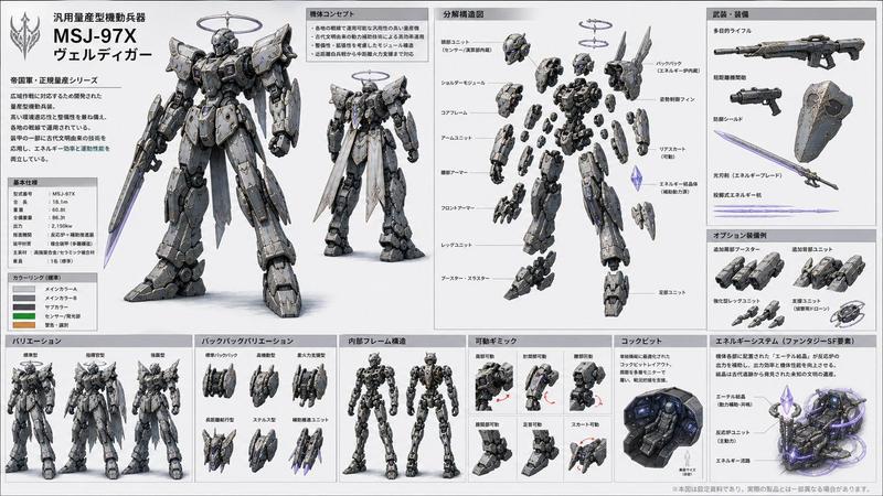 Japanese Fantasy Sci-Fi Mecha Design Sheet