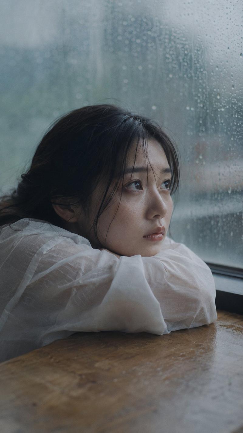 雨中日本女性肖像
