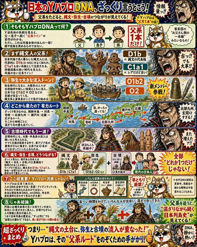 日本 Y-DNA 历史科普信息图海报