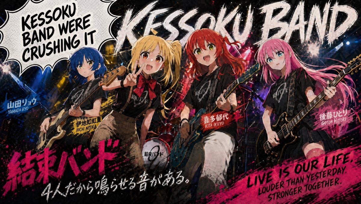 结束乐队 (Kessoku Band) 粗粝感动漫海报