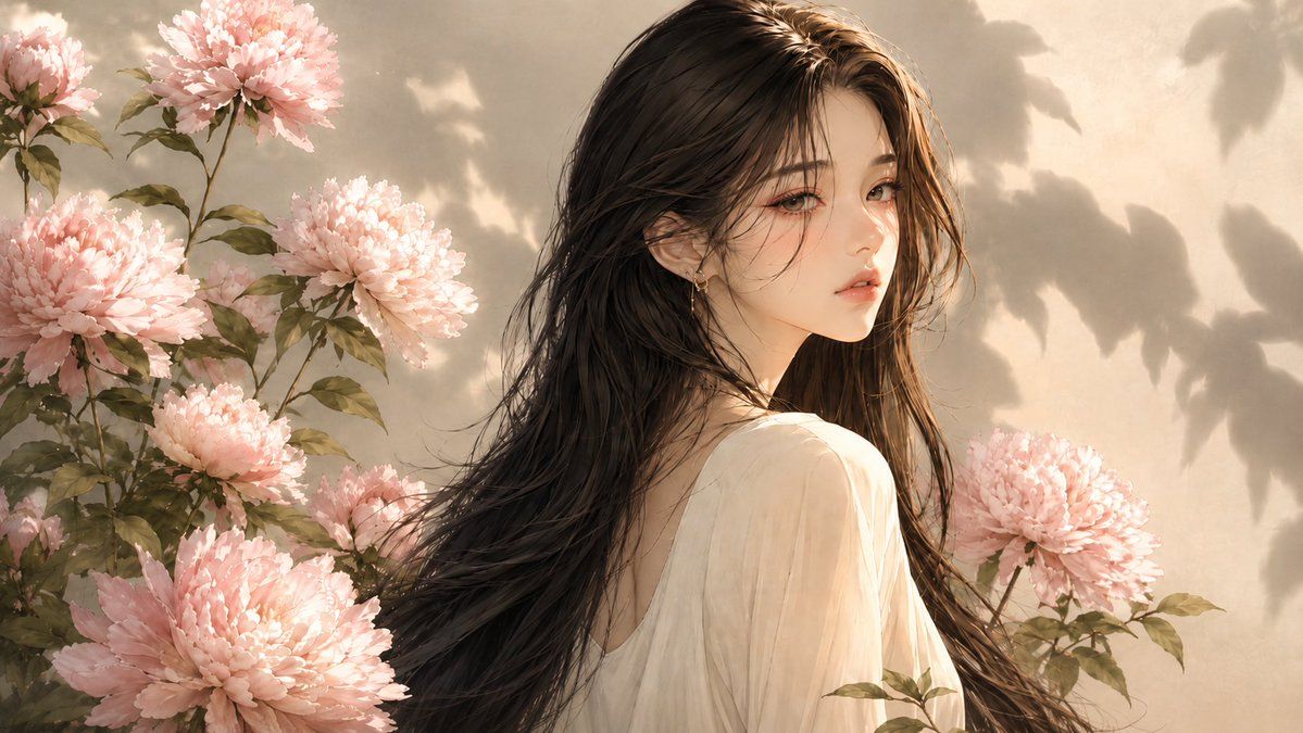 韩式花卉肖像