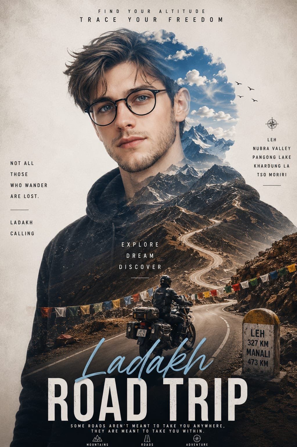 拉达克 (Ladakh) 公路旅行双重曝光海报