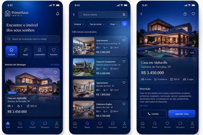豪华房地产 App UI 设计稿