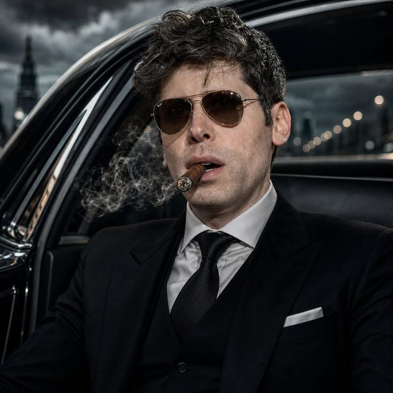 黑色电影风格黑手党老大车内肖像