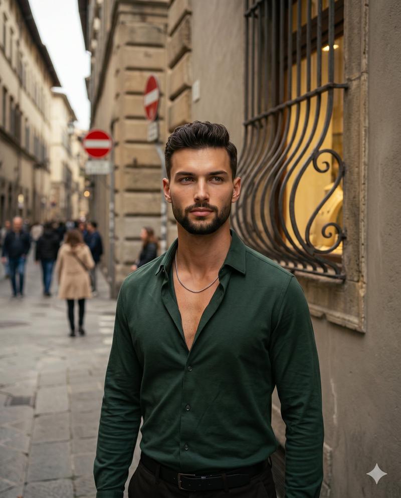 Male Fashion Portrait in European Street