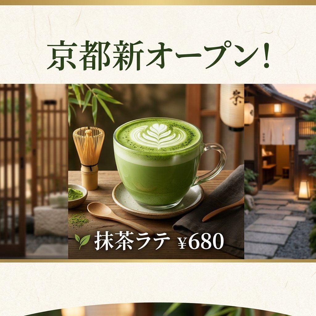 京都抹茶拿铁促销横幅